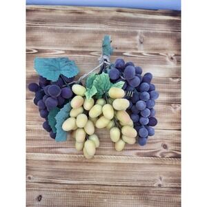 Lot of 4 Artificial Faux Decorative Grape Clusters 7" Plastic Rubber Textured